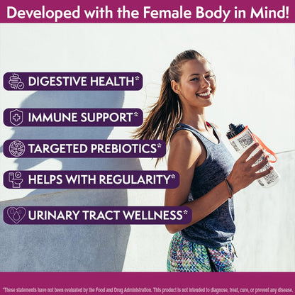 Terrene Products Women's Probiotic Capsules - Urinary Tract & Vaginal Health Support, 6 Billion CFU, 4 Lactobacillus Strains, D-Mannose, Cranberry Extract, Turmeric, XOS Prebiotic, 60 Capsules